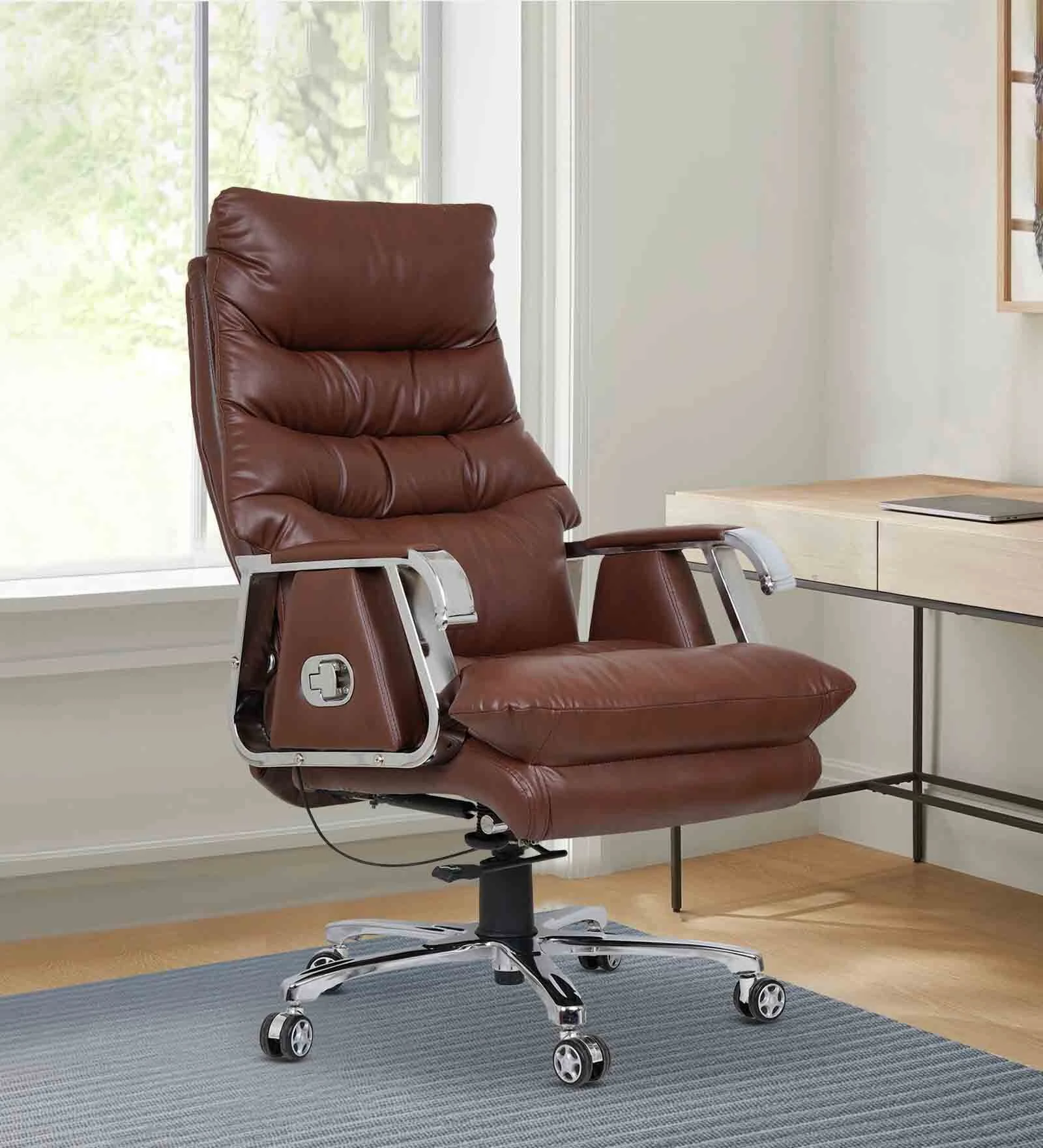 Boss Leatherette Executive Chair In Brown Colour