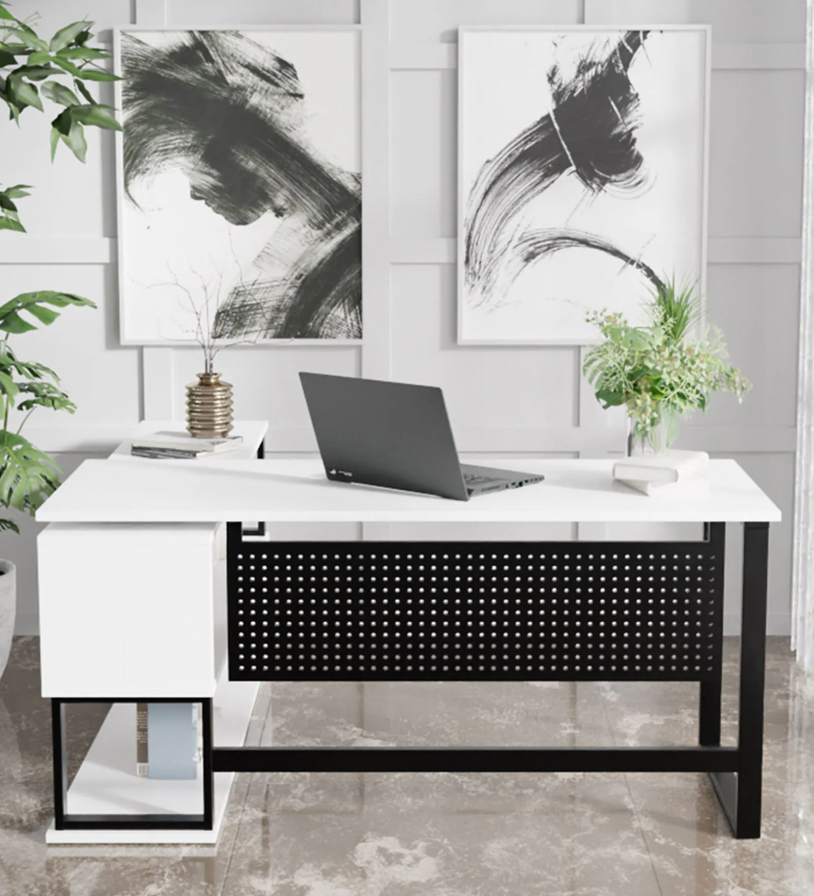 Executive Desks In White Colour ( Company Logo Printed )