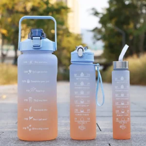 Motivational Time Marker Water Bottle Set Leak-Proof Gym & Office Bottles | Custom Branding Available
