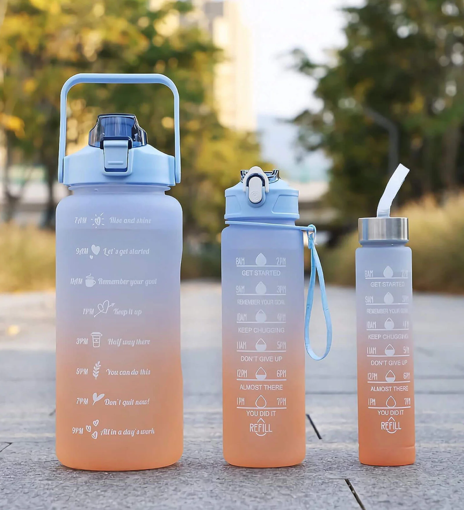 Motivational Time Marker Water Bottle Set Leak-Proof Gym & Office Bottles | Custom Branding Available