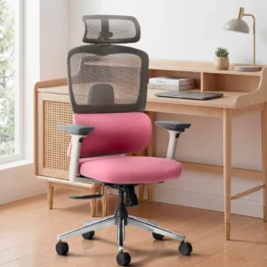 Office Chair with Seat Slider and 4D Armrests in Pink Colour
